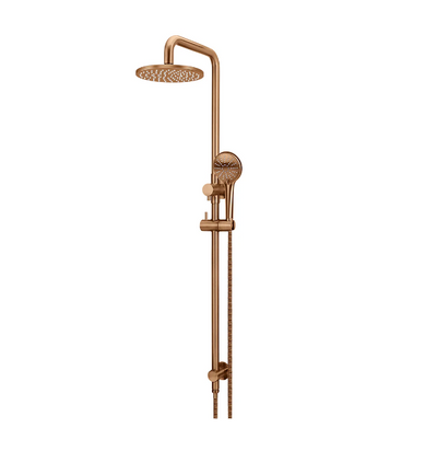Meir Round Combination Shower Rail 200mm Rose, Three Function Hand Shower Lustre Bronze