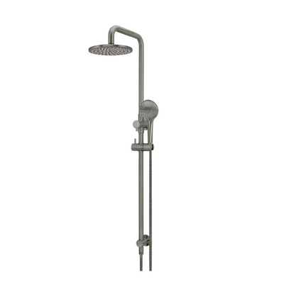 Meir Round Combination Shower Rail, 200mm Rose, Single Function Hand Shower - Gunmetal
