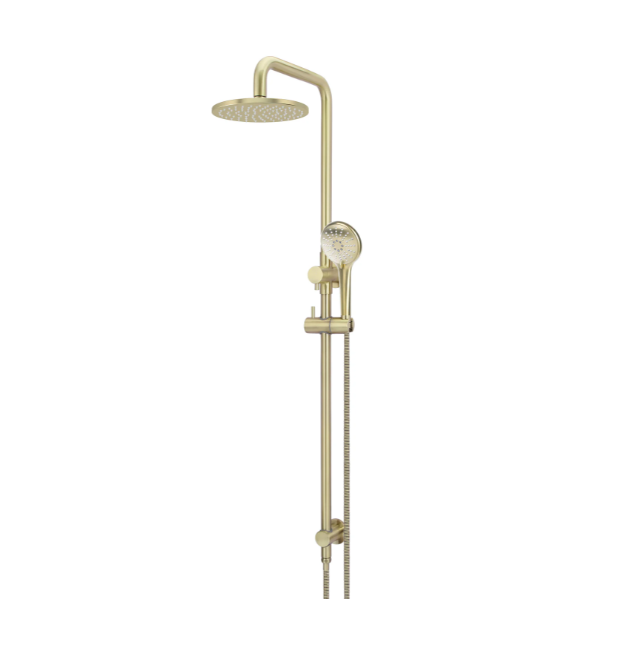Meir Round Combination Shower Rail, 200mm Rose, Single Function Hand Shower - Tiger Bronze