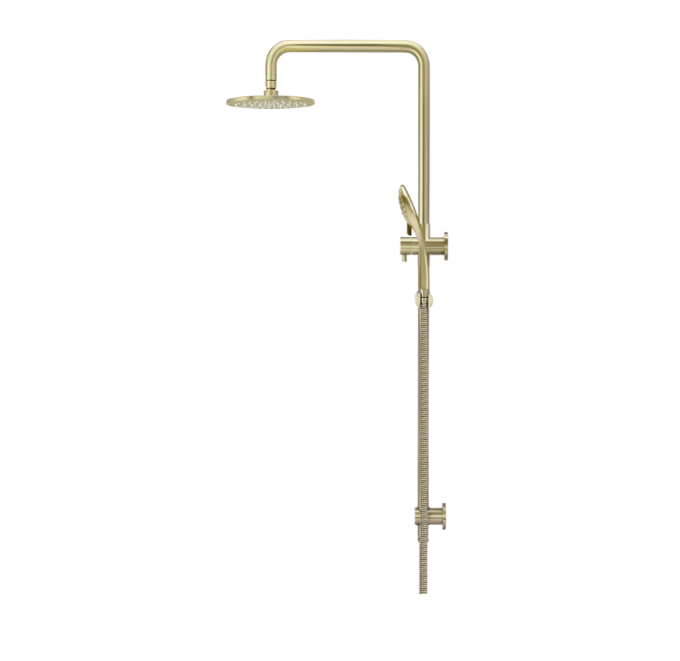 Meir Round Combination Shower Rail, 200mm Rose, Single Function Hand Shower - Tiger Bronze