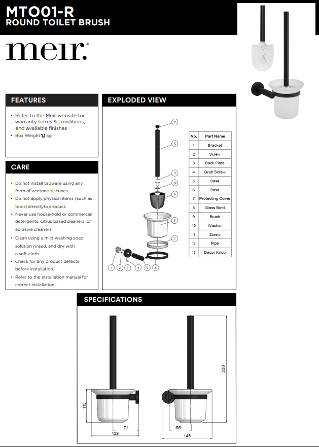 Meir Round Toilet Brush & Holder - Shadow