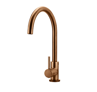 Meir Round Gooseneck Kitchen Mixer Tap - Lustre Bronze