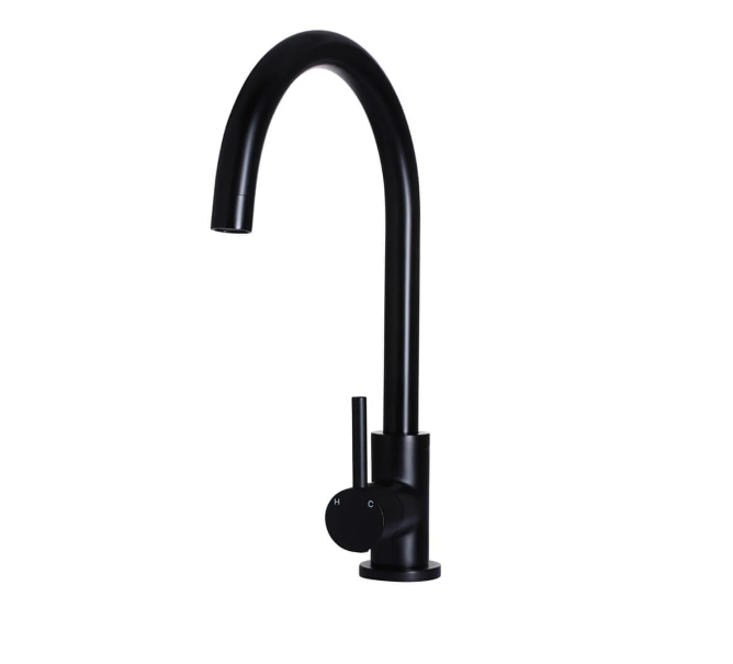 Meir Round Kitchen Mixer Tap - Matte Black