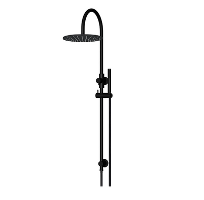 Meir Round Gooseneck Shower Set with 300mm rose, Single-Function Hand Shower Matte Black