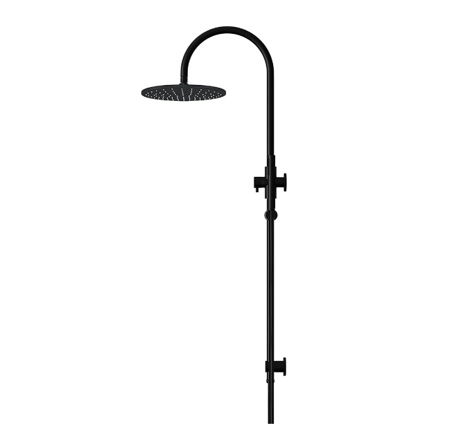 Meir Round Gooseneck Shower Set with 300mm rose, Single-Function Hand Shower Matte Black