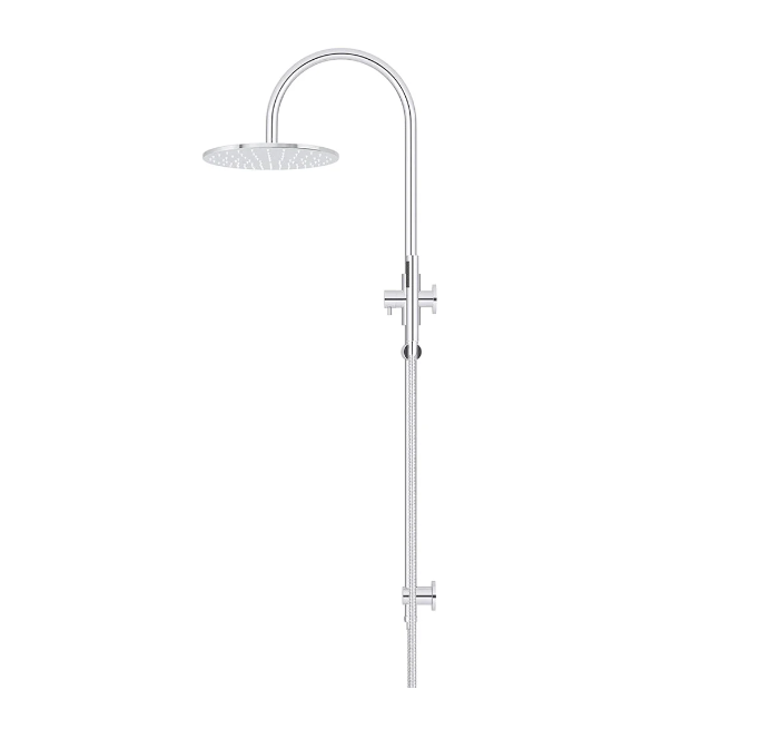 Meir Round Gooseneck Shower Set with 300mm rose, Single-Function Hand Shower Chrome