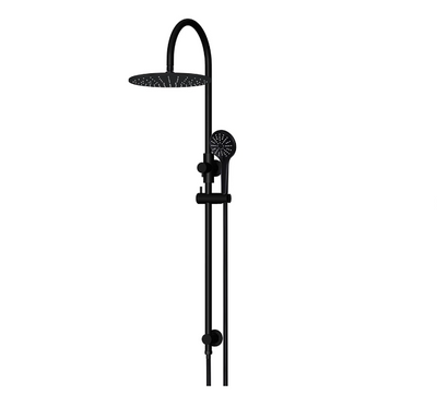 Meir Round Gooseneck Shower Set with 300mm rose, Three-Function Hand Shower Matte Black