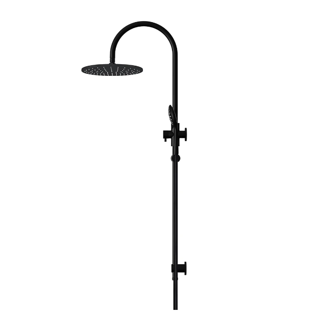 Meir Round Gooseneck Shower Set with 300mm rose, Three-Function Hand Shower Matte Black