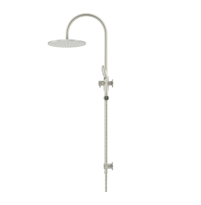 Meir Round Gooseneck Shower Set with 300mm rose, Three-Function Hand Shower Brushed Nickel