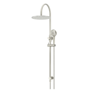 Meir Round Gooseneck Shower Set with 300mm rose, Three-Function Hand Shower Brushed Nickel