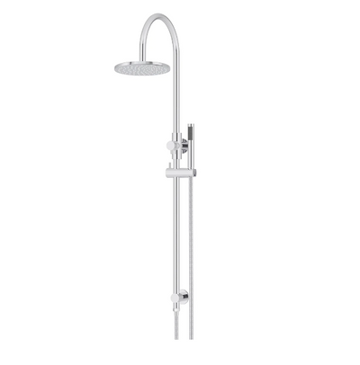 Meir Round Gooseneck Shower Set with 200mm rose, Single-Function Hand Shower Chrome