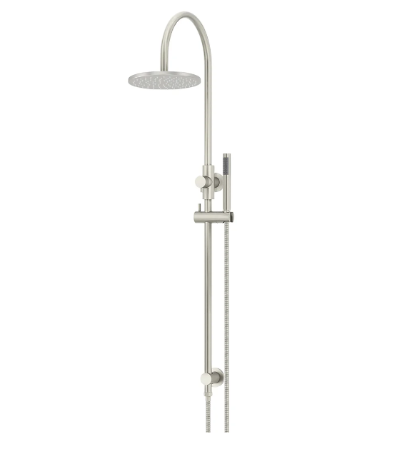 Meir Round Gooseneck Shower Set with 200mm rose, Single-Function Hand Shower Brushed Nickel