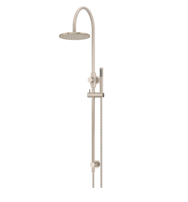 Meir Round Gooseneck Shower Set with 200mm rose, Single-Function Hand Shower Champagne