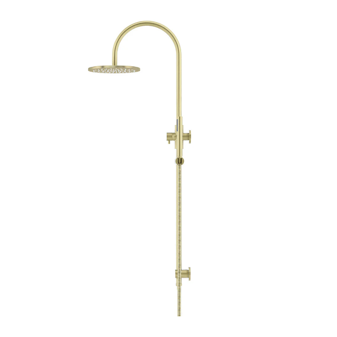 Meir Round Gooseneck Shower Set with 200mm rose, Single-Function Hand Shower Tiger Bronze