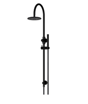 Meir Round Gooseneck Shower Set with 200mm rose, Single-Function Hand Shower Matte Black