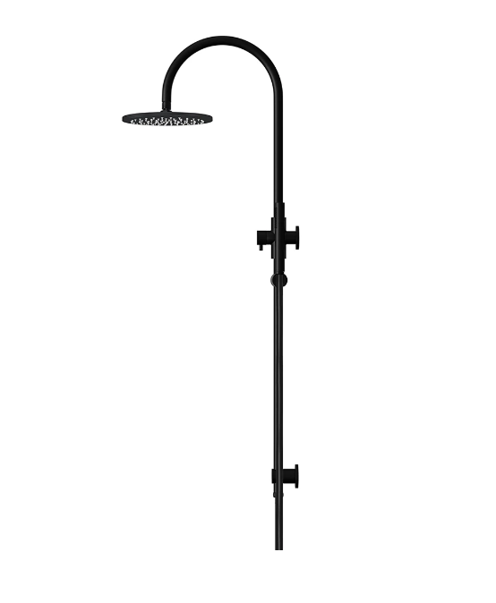 Meir Round Gooseneck Shower Set with 200mm rose, Single-Function Hand Shower Matte Black
