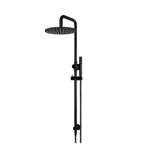 Meir Round Combination Shower Rail, 300mm Rose, Single Function Hand Shower Matte Black