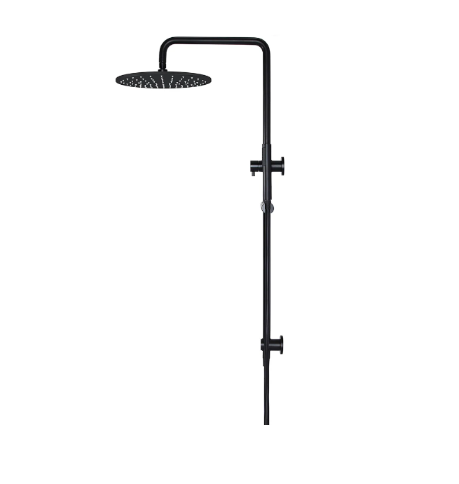 Meir Round Combination Shower Rail, 300mm Rose, Single Function Hand Shower Matte Black