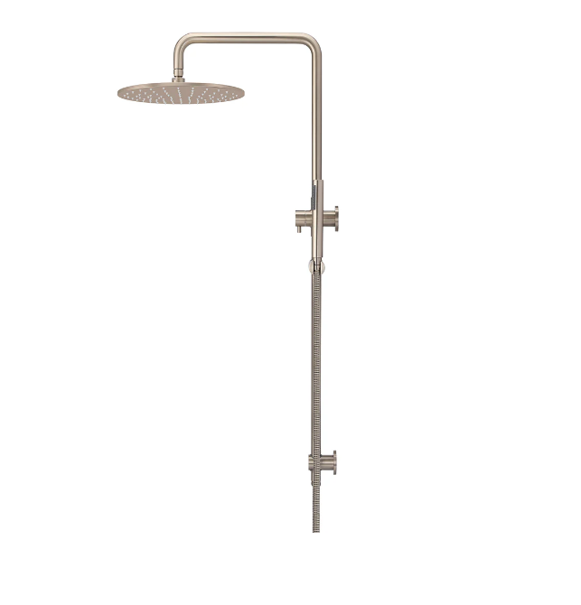 Meir Round Combination Shower Rail, 300mm Rose, Single Function Hand Shower Champagne