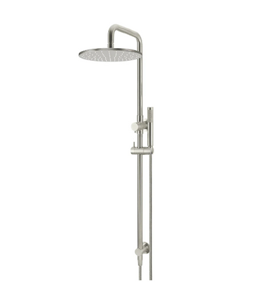 Meir Round Combination Shower Rail, 300mm Rose, Single Function Hand Shower Brushed Nickel