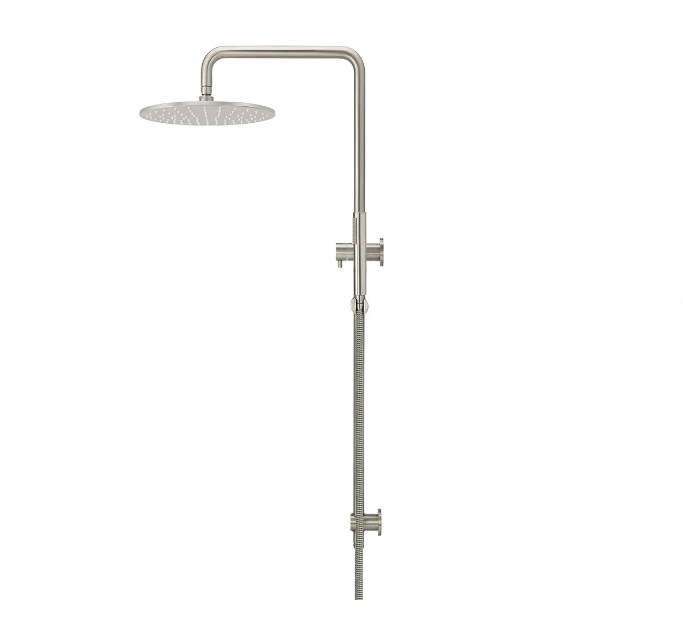 Meir Round Combination Shower Rail, 300mm Rose, Single Function Hand Shower Brushed Nickel