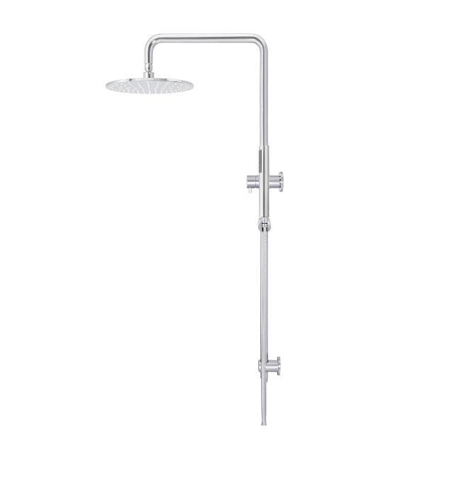 Meir Round Combination Shower Rail, 300mm Rose, Single Function Hand Shower Chrome
