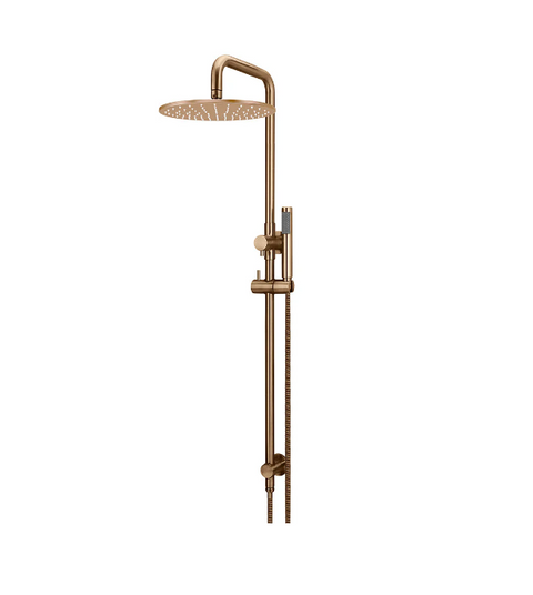 Meir Round Combination Shower Rail 300mm Rose, Single Function Hand Shower Lustre Bronze