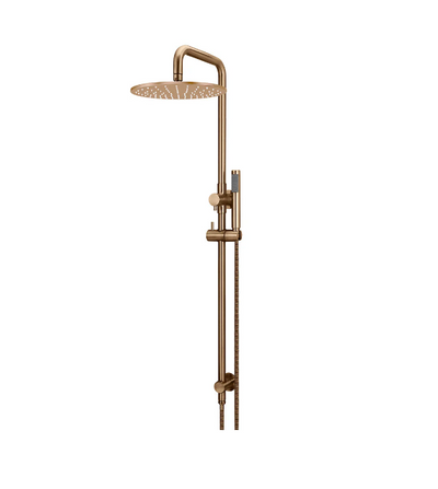 Meir Round Combination Shower Rail 300mm Rose, Single Function Hand Shower Lustre Bronze