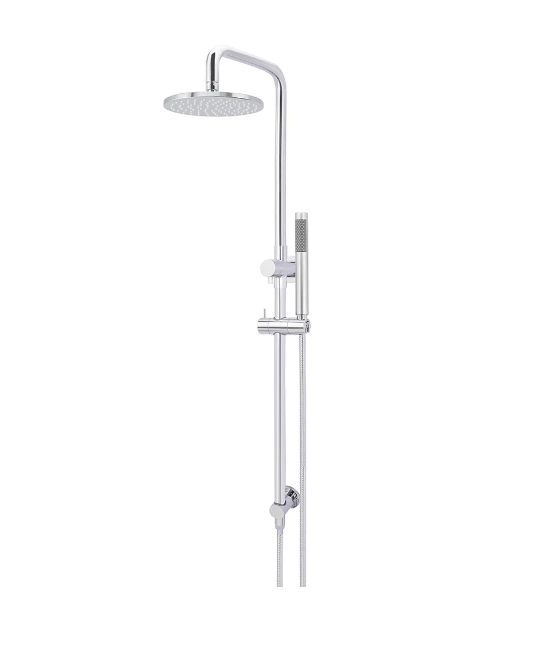 Meir Round Combination Shower Rail, 200mm Rose, Single Function Hand Shower Chrome