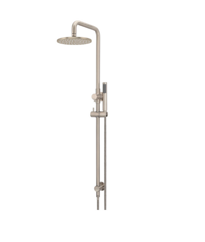 Meir Round Combination Shower Rail, 200mm Rose, Single Function Hand Shower Champagne