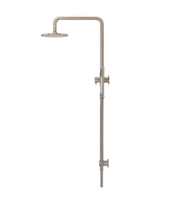 Meir Round Combination Shower Rail, 200mm Rose, Single Function Hand Shower Champagne