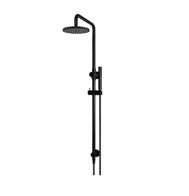 Meir Round Combination Shower Rail, 200mm Rose, Single Function Hand Shower Matte Black