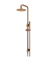 Meir Round Combination Shower Rail 200mm Rose, Single Function Hand Shower Lustre Bronze