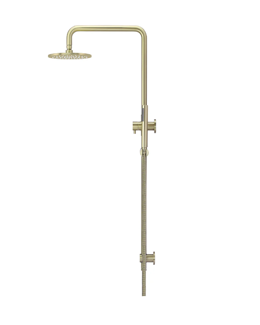 Meir Round Combination Shower Rail, 200mm Rose, Single Function Hand Shower Tiger Bronze