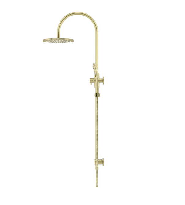 Meir Round Gooseneck Shower Set with 200mm rose, Three-Function Hand Shower Tiger Bronze