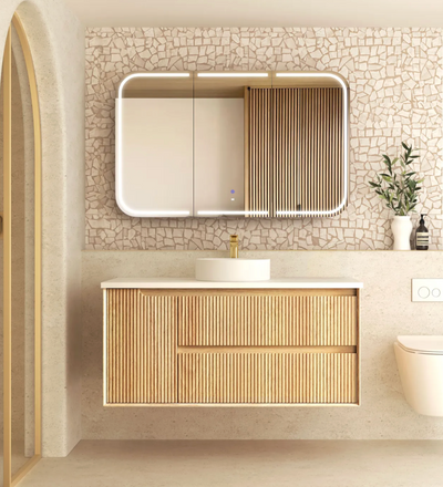 Otti Byron Fluted Woodland Oak Wall Hung Vanity