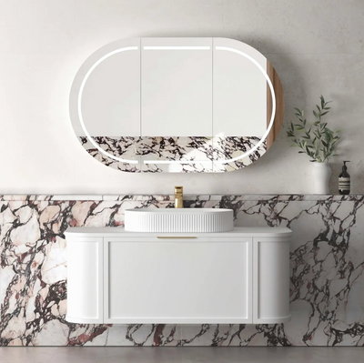 Otti Hampshire Satin White Wall Hung Curved Vanity