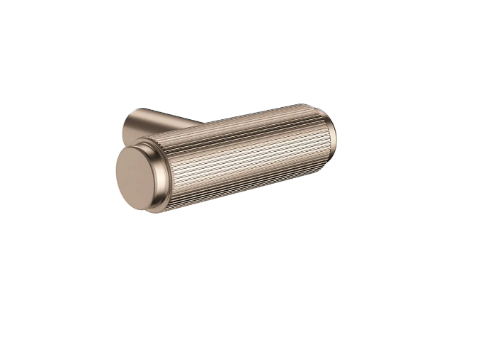 Meir Öppen T-Pull Cabinet Handle (Linear Knurled) Champagne
