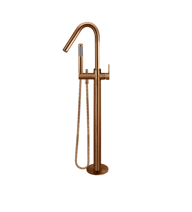Meir Round Paddle Freestanding Bath Spout and Hand Shower Lustre Bronze