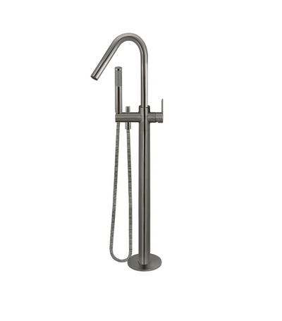 Meir Round Paddle Freestanding Bath Spout and Hand Shower Gunmetal