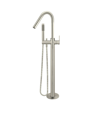 Meir Round Paddle Freestanding Bath Spout and Hand Shower Brushed Nickel