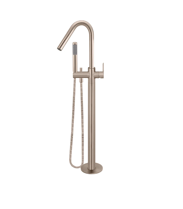 Meir Round Paddle Freestanding Bath Spout and Hand Shower Champagne