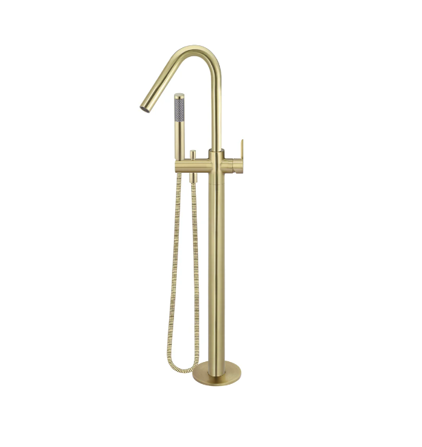 Meir Round Paddle Freestanding Bath Spout and Hand Shower Tiger Bronze