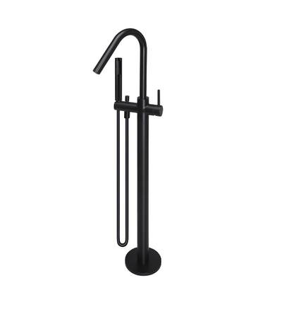 Meir Round Paddle Freestanding Bath Spout and Hand Shower Matte Black