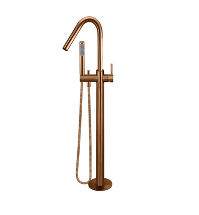Meir Round Freestanding Bath Spout and Hand Shower Lustre Bronze