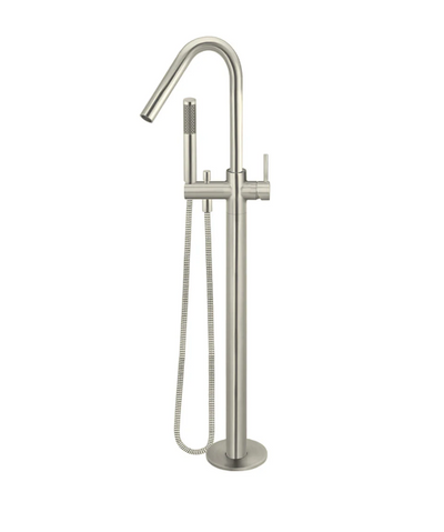 Meir Round Freestanding Bath Spout and Hand Shower - Brushed Nickel