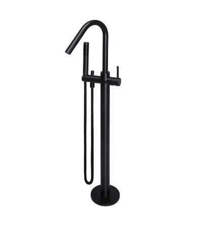 Meir Round Freestanding Bath Spout and Hand Shower - Matte Black