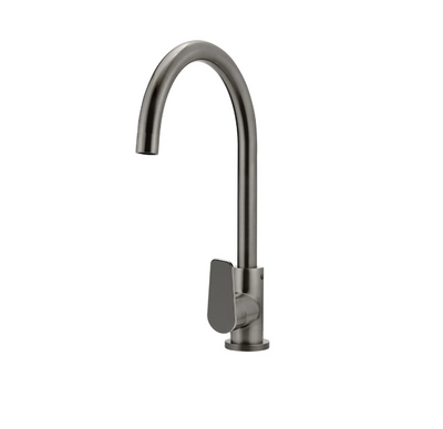 Meir Round Gooseneck Kitchen Mixer Tap with Paddle Handle - Gunmetal