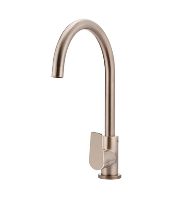 Meir Round Gooseneck Kitchen Mixer Tap With Paddle Handle - Champagne