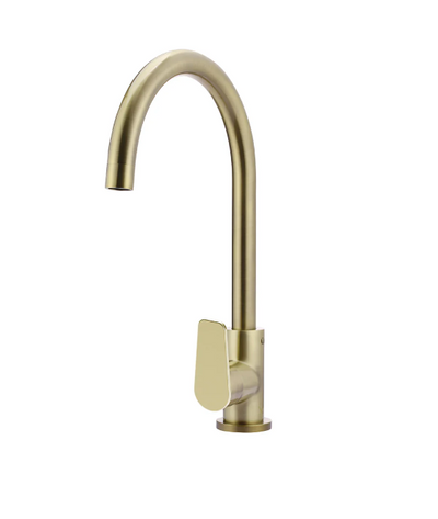 Meir Round Gooseneck Kitchen Mixer Tap with Paddle Handle - Tiger Bronze